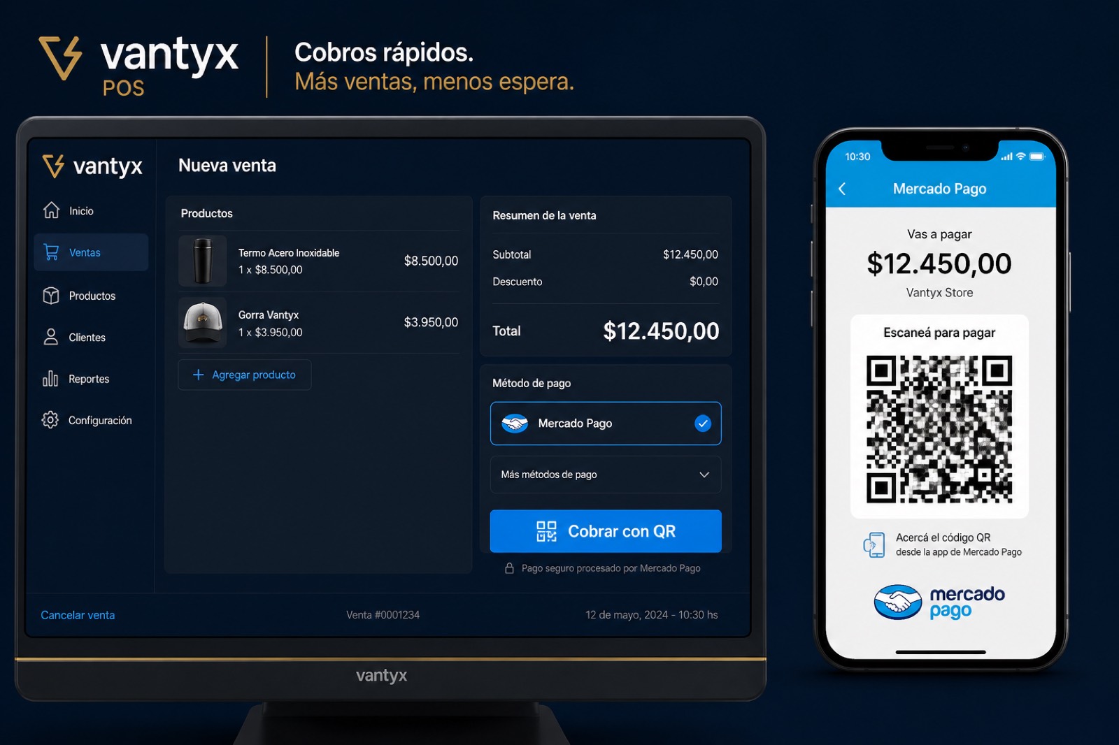 Cobro con QR de Mercado Pago integrado al punto de venta Vantyx