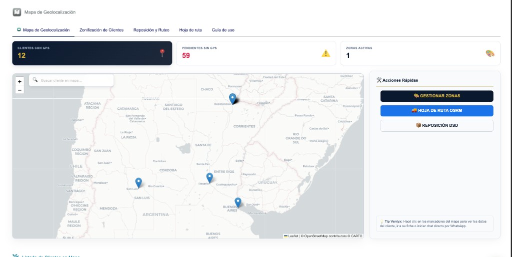 Mapa de geolocalización de clientes con Vantyx OSM